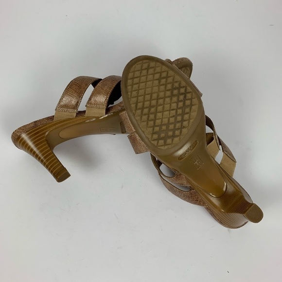 New Aerosole Carmel Snakeskin Heeled Sandals 3.5” Wood Heel Comfortable Size 10 - Picture 8 of 9